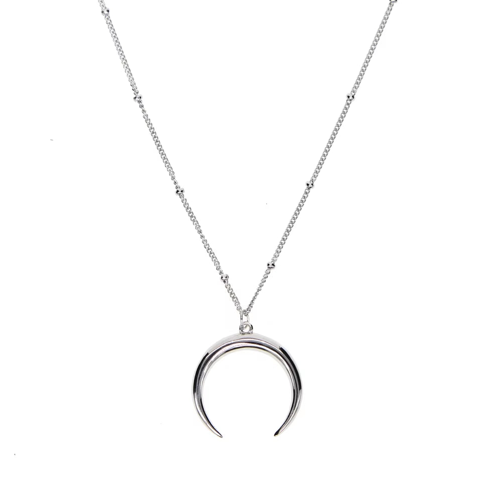 Half Moon Necklace 925 Sterling Silver Crescent Moon Pendant Necklace Horn Choker Women Delicate Kolye Jewelry Demi Lune Shape