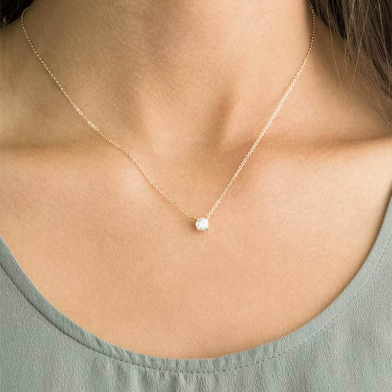 Shiny Zircon Invisible Transparent Thin Line Simple Choker Necklace Women Jewelry Collana Kolye Bijoux Collares Collier
