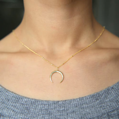 Half Moon Necklace 925 Sterling Silver Crescent Moon Pendant Necklace Horn Choker Women Delicate Kolye Jewelry Demi Lune Shape