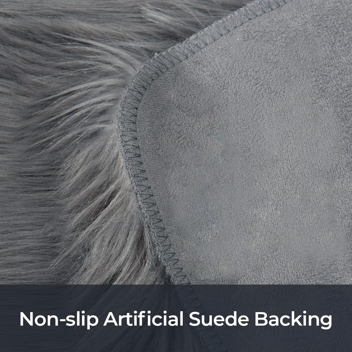 Faux Sheepskin Fur Area Rug Grey, 2X3 Feet, 2 Pack, Fluffy Soft Fuzzy Plush Shaggy Carpet Throw Rug for Indoor Floor, Sofa, Chair, Bedroom, Living Room, Home Decoration