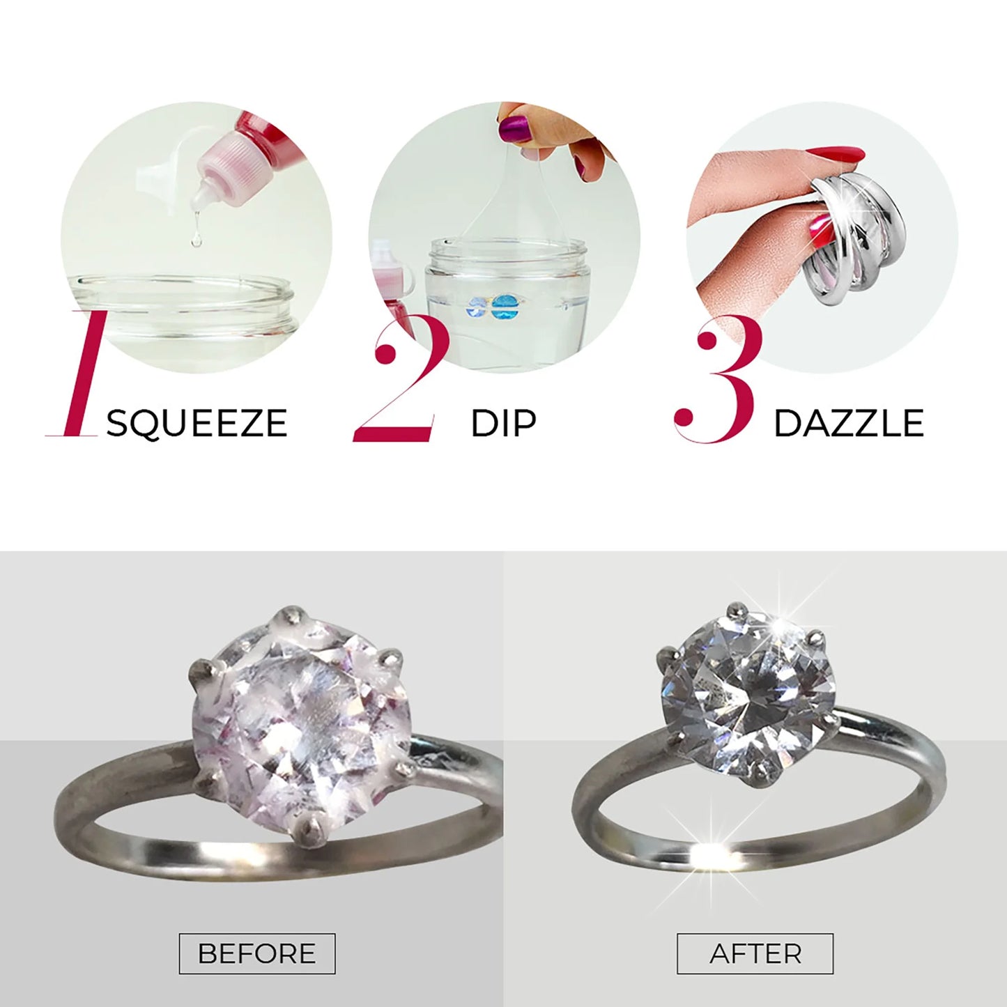Dazzle Drops Advanced Jewelry Cleaner Kit for Gold, Platinum, Diamonds, and Gemstones