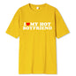 Vintage Funny I Love My Hot Girlfriend Boyfriend T-Shirt Couple Graphic T Shirt Men Boyfriends Cotton Casual Sport Streetwear