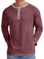 Crew Neck Henley Men Shirts Long Sleeve Shirts for Men Casual Color Block Tops